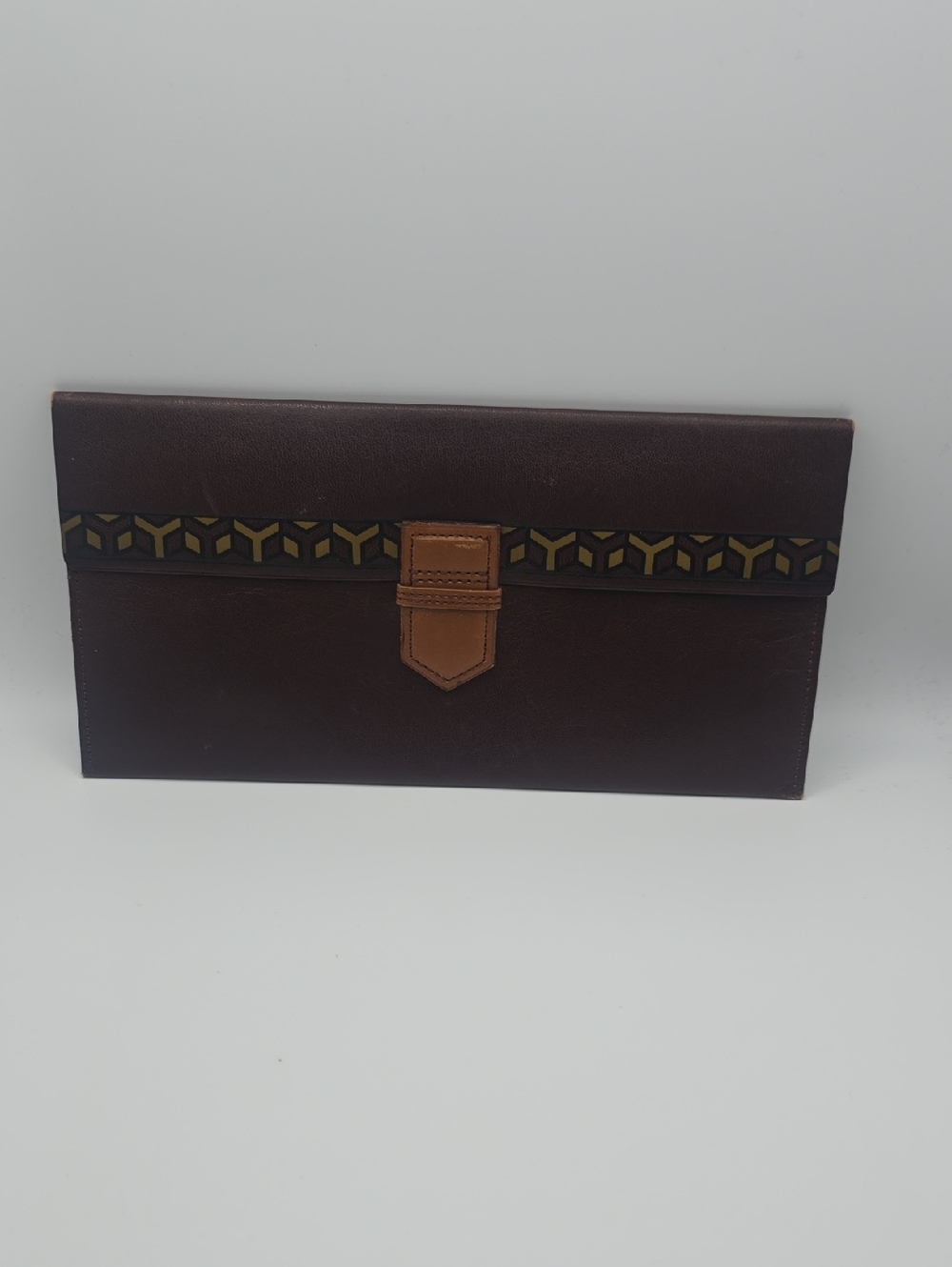 Yves Saint Laurent "Y" 1980 Vintage Brown Envelope Long Wallet W/ Brown (GOOD)✨️